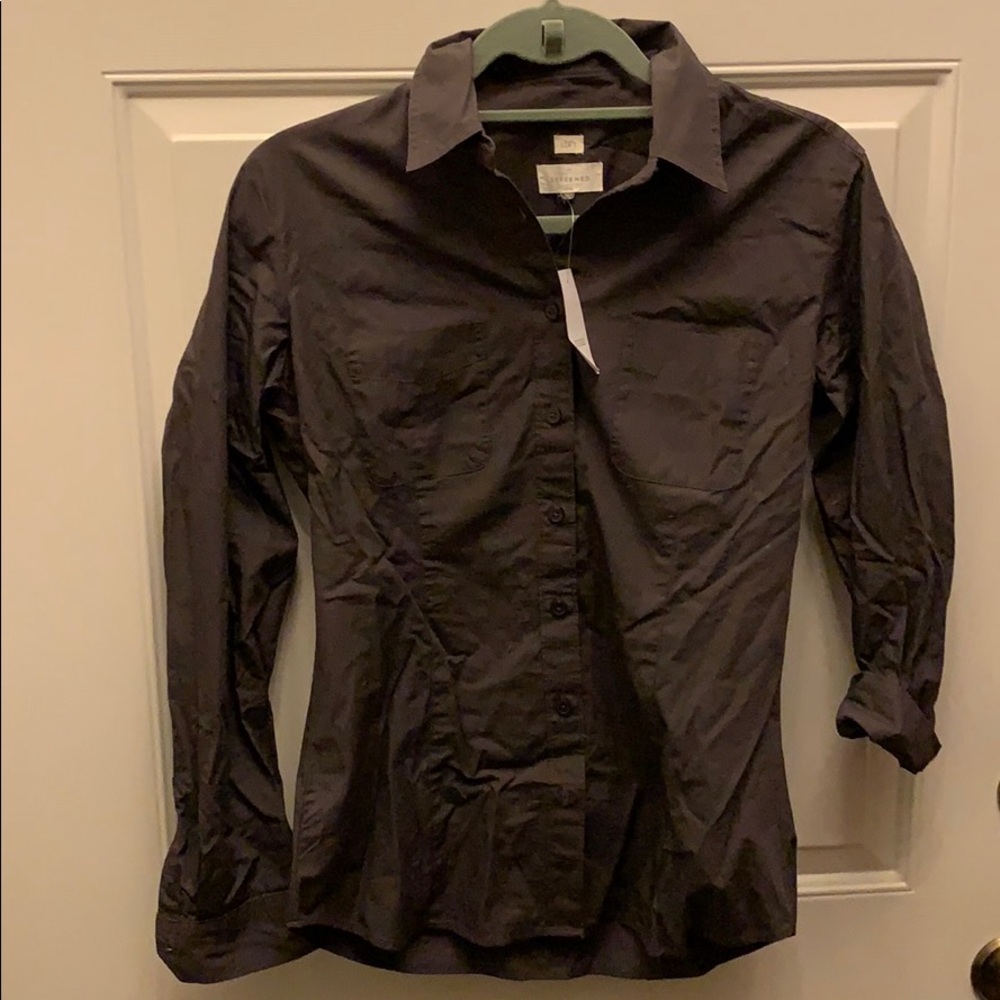 Long sleeved charcoal button down